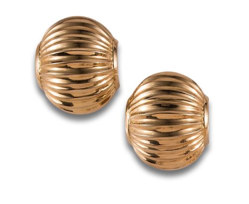PENDIENTES GALLONADOS, AÑOS 80, DE ORO AMARILLO