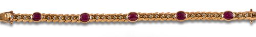 PULSERA BARBADA DE ORO Y CABUJONES DE RUBÍES