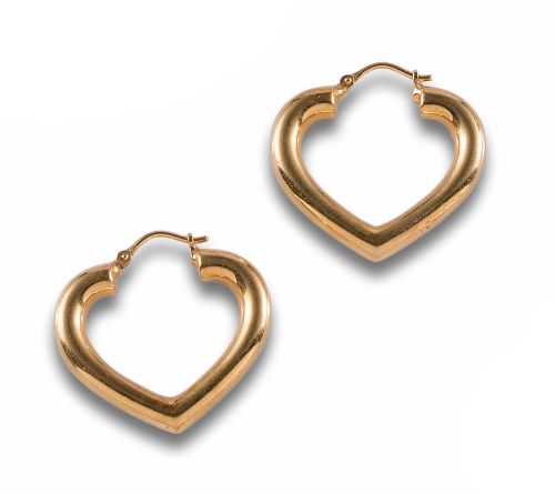 PENDIENTES CRIOLLAS CORAZONES DE ORO AMARILLO