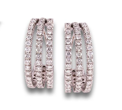 PENDIENTES CRIOLLAS DE DIAMANTES, EN ORO BLANCO