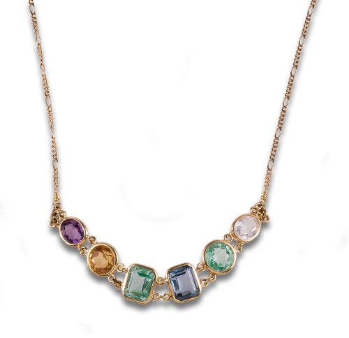 GARGANTILLA DE ORO AMARILLO CON VIDRIOS