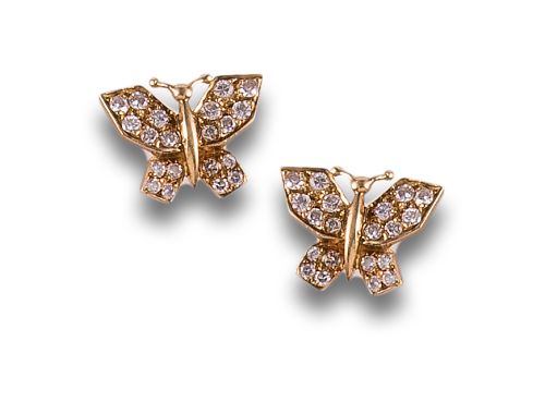 PENDIENTES MARIPOSAS DE DIAMANTES, EN ORO AMARILLO