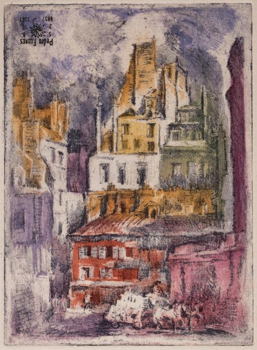 PEDRO  FLORES, "Vista urbana", Grabado sobre papel