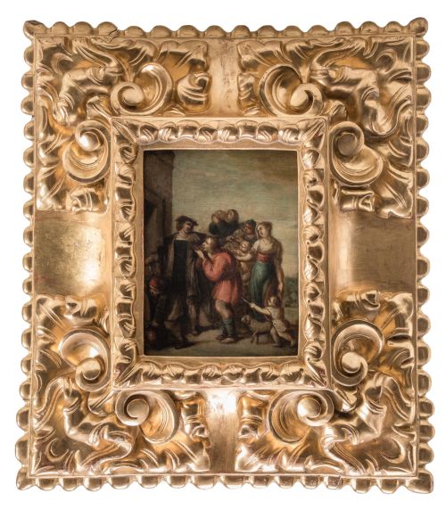 JOSÉ DE MEDINA, "Dar de beber al sediento", Óleo sobre cobr