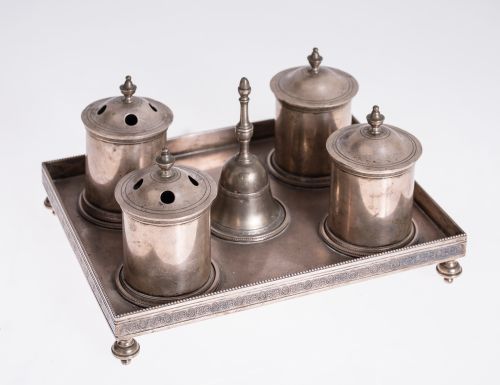 Escribanía en plata española ley 916, marcas de López, sigu