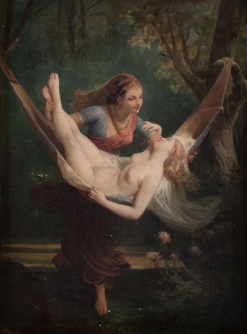 ANÓNIMO, "Escena simbolista", Óleo sobre lienzo