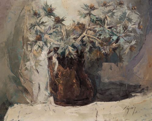 CARLOS RINCON Santander (1916) / ? (?) "Vase with thistles"