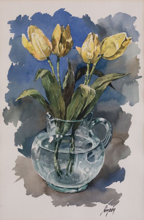 CARLOS RINCON Santander (1916) / ? (?) "Vase with tulips",
