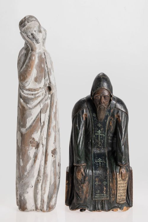 "Virgin", carved wooden figure, 20th century