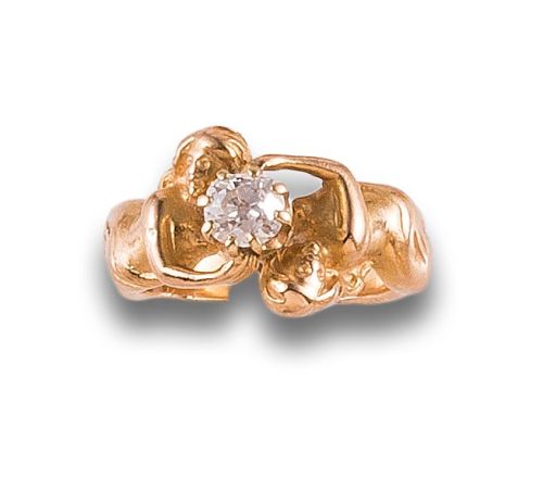 MODERNIST GOLD AND DIAMOND RING