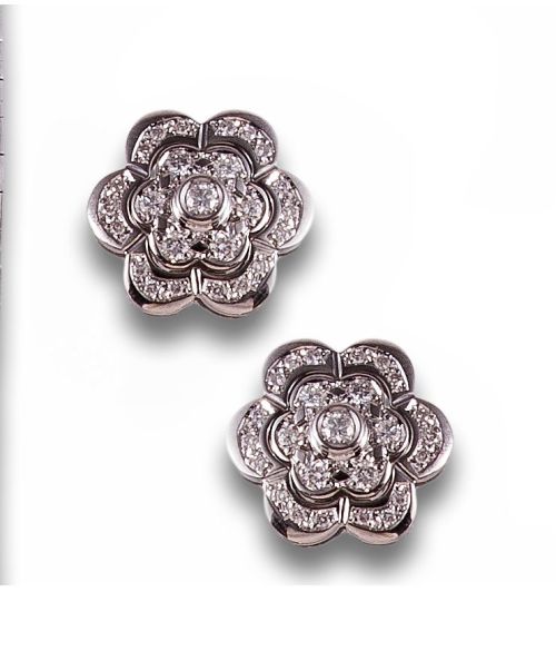 PENDIENTES FLORES DESMONTABLES DE DIAMANTES, EN ORO BLANCO