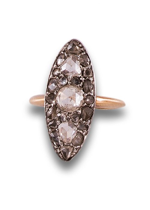 SORTIJA LANZADERA SIGLO XIX EN ORO Y PLATINO CON DIAMANTES