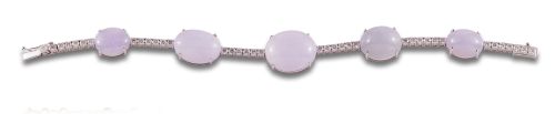 LAVENDER JADE, DIAMONDS, AND WHITE GOLD BRACELET