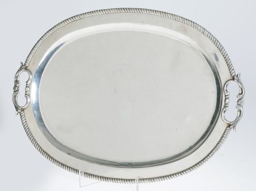 Bandeja oval en plata stering mejicana, ley 925, S. XX