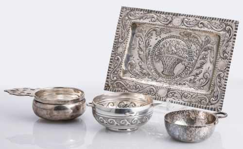 Bowl con vertedera en plata sterling mejicana, ley 925, S.