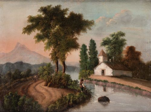 ANDALUSIAN SCHOOL (19th-20th century) "Fisherman in the riv