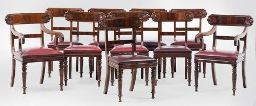 Ochos sillas y dos butacas de estilo William IV, Inglaterra