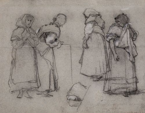VICENTE PALMAROLI GONZALEZ, "La despedida", Carboncillo y a