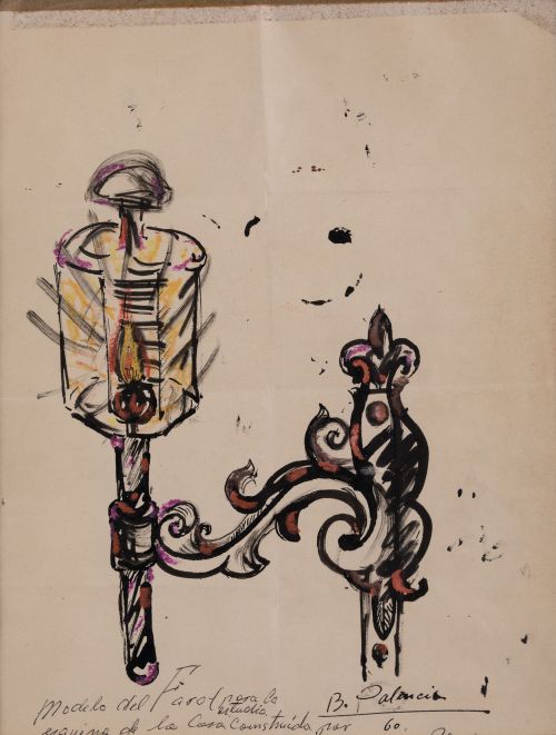 BENJAMÍN PALENCIA, "Modelo de farol", 1960, Timta china y c