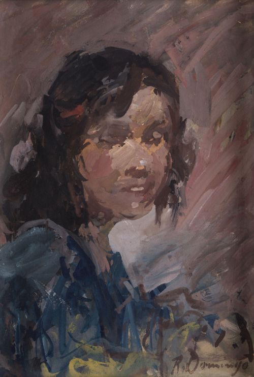 ROBERTO DOMINGO Y FALLOLA, "Gitanilla", Gouache sobre papel