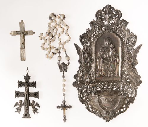Holy water font in Spanish silver, 916, 20th century.