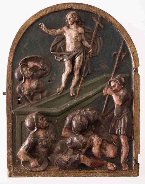 ESCUELA ESPAÑOLA, "Resurrección", Bajorrelieve en madera ta