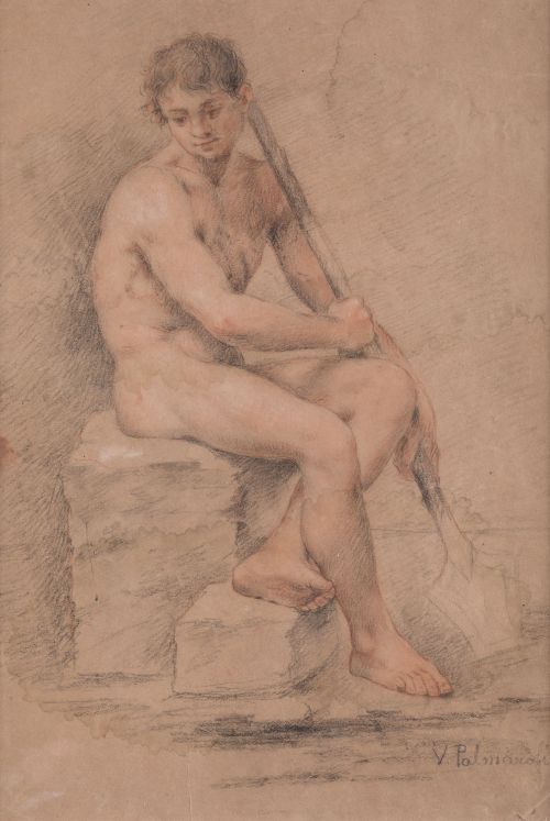VICENTE PALMAROLI GONZALEZ, "Academia masculina", Lápiz, sa