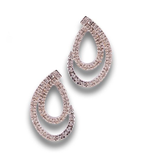 PENDIENTES CALADOS DE DIAMANTES, EN ORO BLANCO