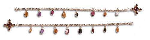 PULSERA EN ORO AMARILLO CON GEMAS DE COLOR FACETADAS