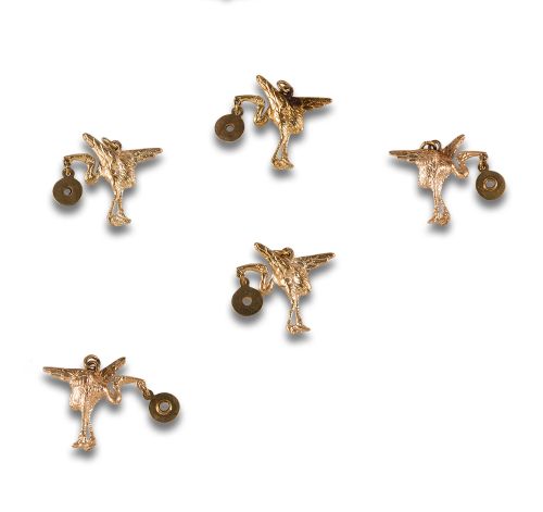 5 COLGANTES CIGÜEÑAS EN ORO AMARILLO