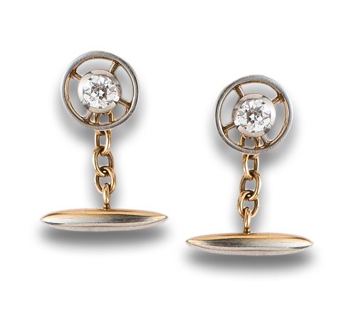 GEMELOS AÑOS 30 DE DIAMANTES, EN ORO Y PLATINO