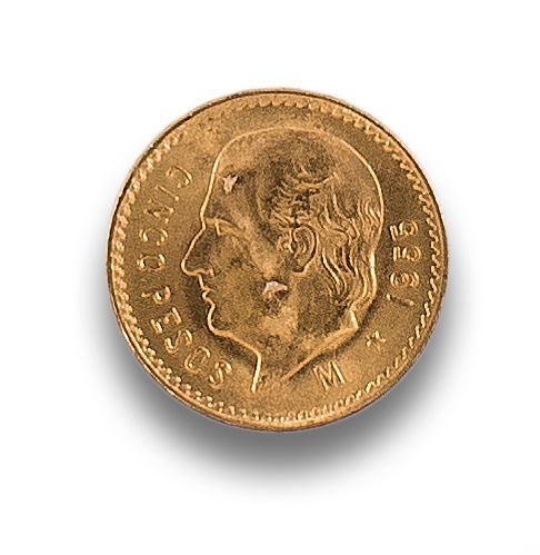 MONEDA DE 5 PESOS MEXICANOS EN ORO