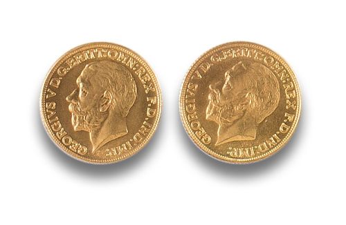 2 MONEDAS 1/2 SOBERANO JORGE V EN ORO AMARILLO