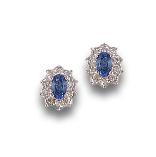 PENDIENTES EN ORO CON ZAFIROS Y BRILLANTES