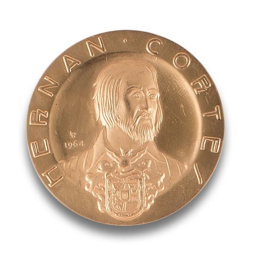 MEDALLA ORO CONMEMORATIVA HERNÁN CORTES Y DOÑA MARINA