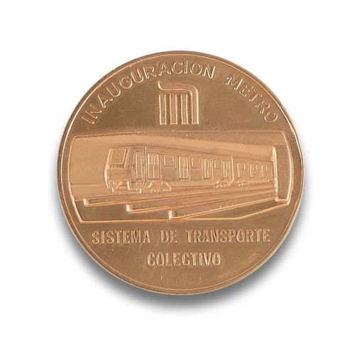 MEDALLA EN ORO CONMEMORAIVA INAUGURACIÓN METRO CIUDAD DE MÉ