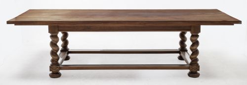 Mesa de comedor de roble con patas torneadas, S. XX