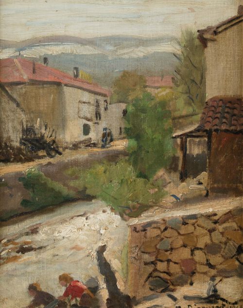 ANTONIO BISQUERT PÉREZ, "Rascafría", 1961, Óleo sobre lienz