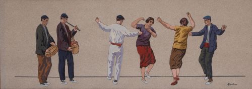 LOUIS BENJAMIN FLOUTIER, "La jota", Pourchoir sobre papel 