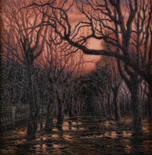 NICOLAS RAURICH PETRE, "Paseo con árboles", Óleo sobre lien