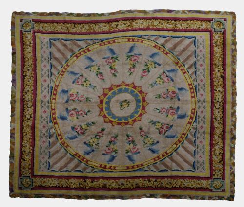 Alfombra de lana anudada a mano, posiblemente Real Fábrica,