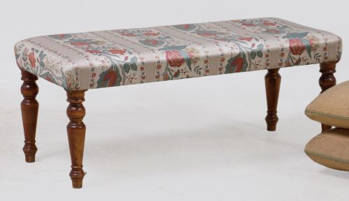 Banqueta tapizada en chintz de flores, S. XX