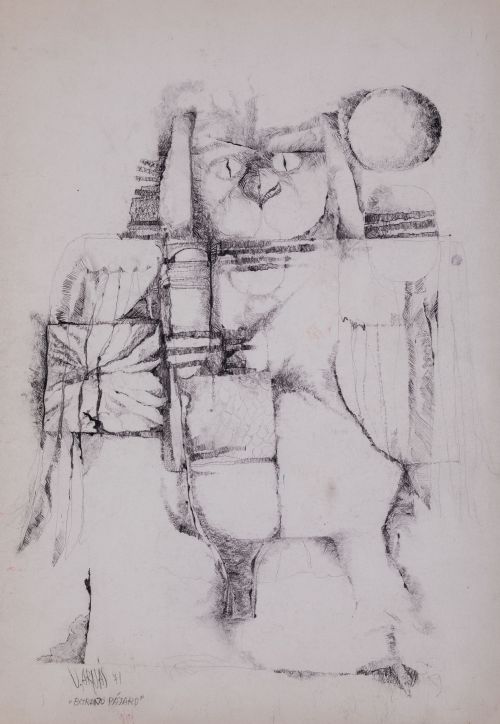 VICENTE  ARNÁS LOZANO, "Extraño pájaro", 1971, Lápiz sobre