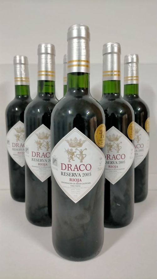 Caja de 6 botellas de 0,75 litros de Draco Reserva 2003 Rio