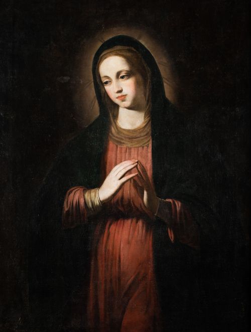 ESCUELA ESPAÑOLA, "Virgen de la Anunciación", Óleo sobre li