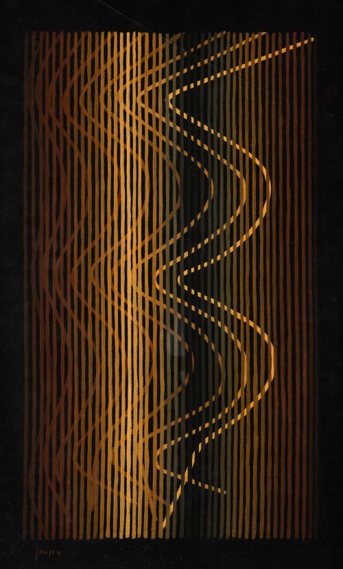 EUSEBIO SEMPERE, "Sin título", Gouache y grafito sobre cart