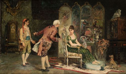 RICARDO VILLODAS Y DE LA TORRE, "Escena palaciega", 1878