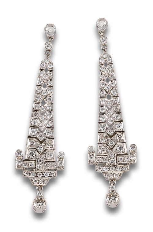 PENDIENTES ESTILO ART DÉCO EN PLATINO