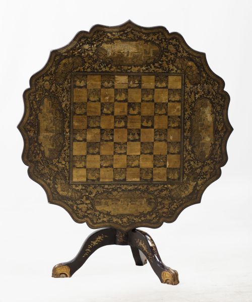 Mesa de juego de laca para la exportación, Cantón, S. XIX