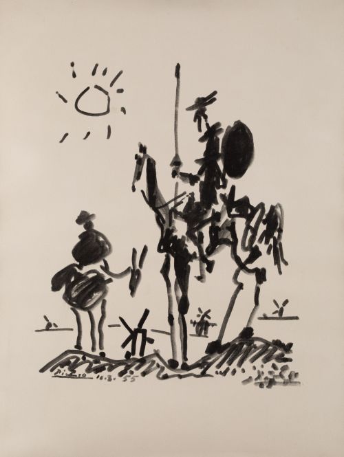 PABLO RUIZ PICASSO (DESPUES), “Don Quijote y Sancho”, Litog